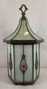 Antique Mission Frosted and Purple Glass Hanging Light Fixture