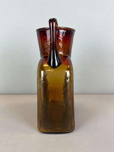 Blenko Burnt Amber Textured Glass Pitcher