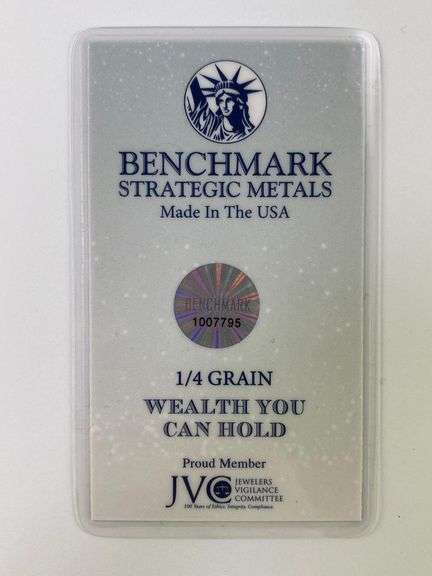 Benchmark Strategic Metals Merry Christmas  1/4 Grain .999 Fine Gold Ingot