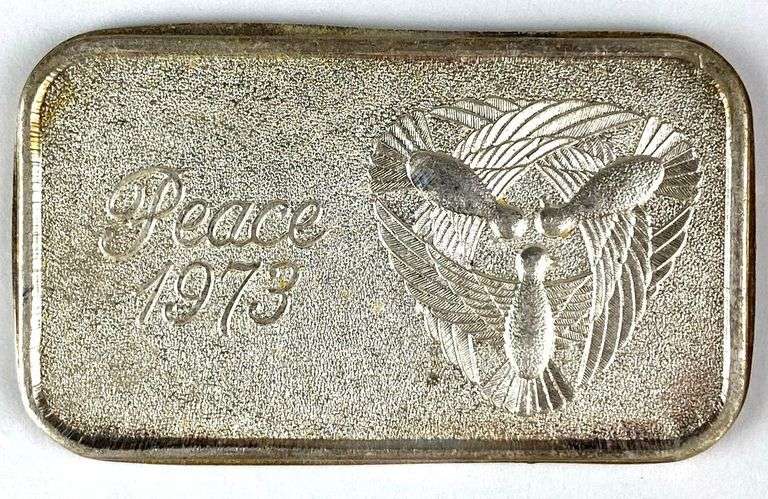 1973 Silvertowne Peace 1 oz .999 Fine Silver Ingot/ Bar