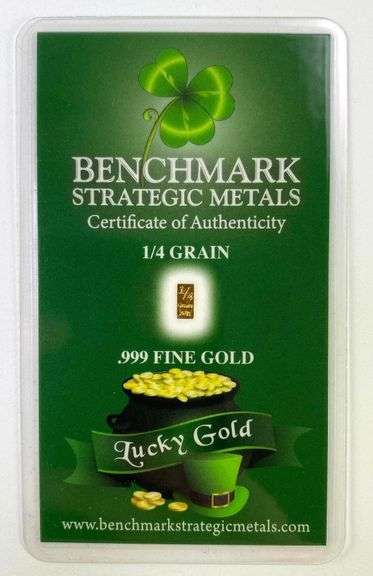 Benchmark Strategic Metals Lucky Gold 1/4 Grain .999 Fine Gold Ingot