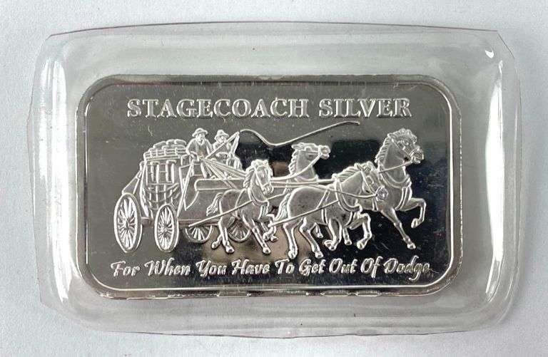 Stagecoach Silver 1 oz .999 Fine Silver Ingot/ Bar