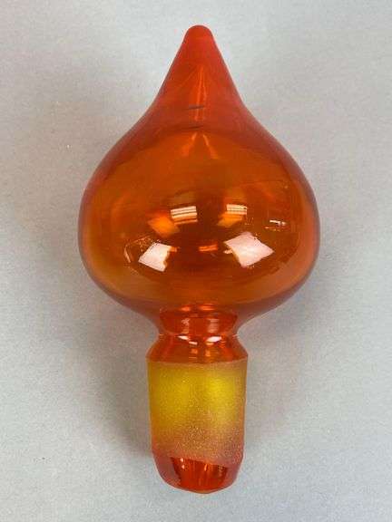 Blenko Style Burnt Orange Glass Decanter