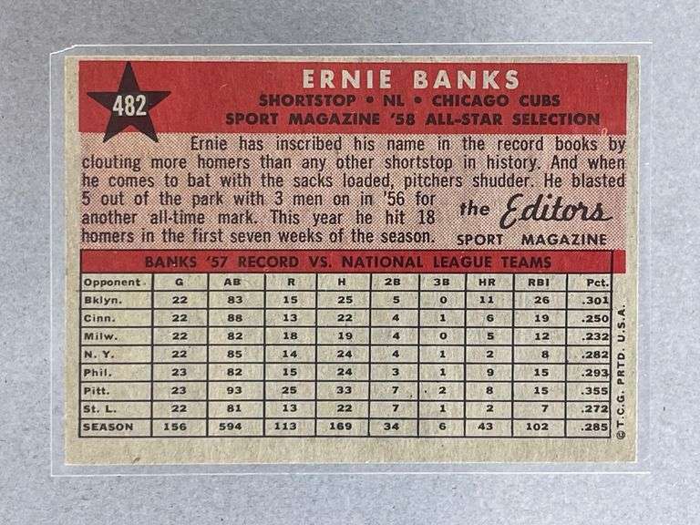 1958 Topps Ernie Banks All-Star #482