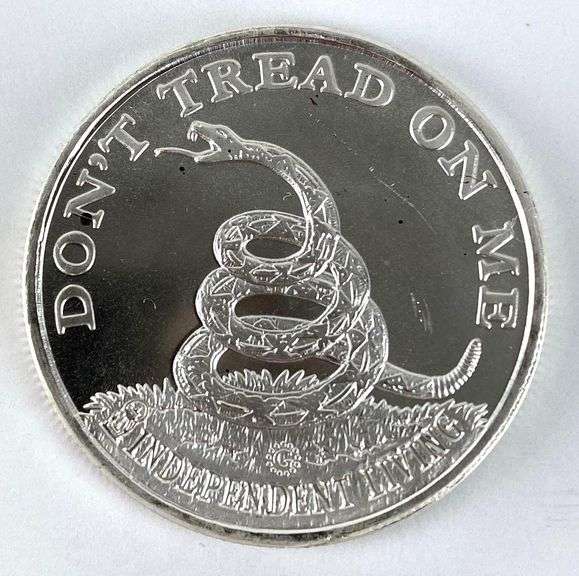 Boston Tea Party Dont Tread On Me 1 oz .999 Fine Silver Round