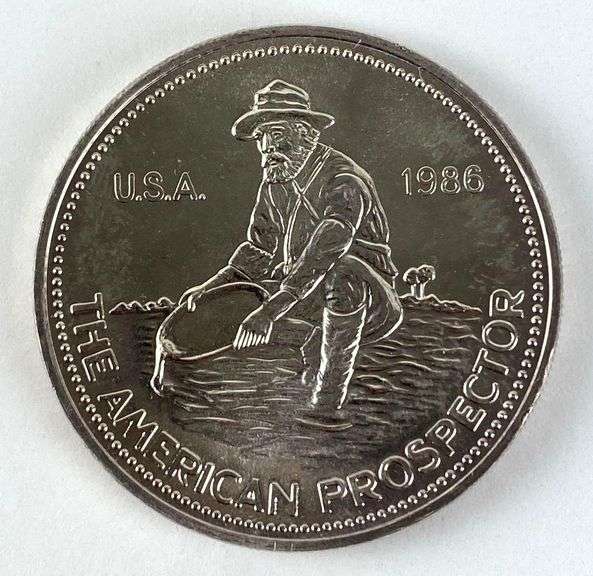 1986 Engelhard The American Prospector 1 oz .999 Fine Silver Round