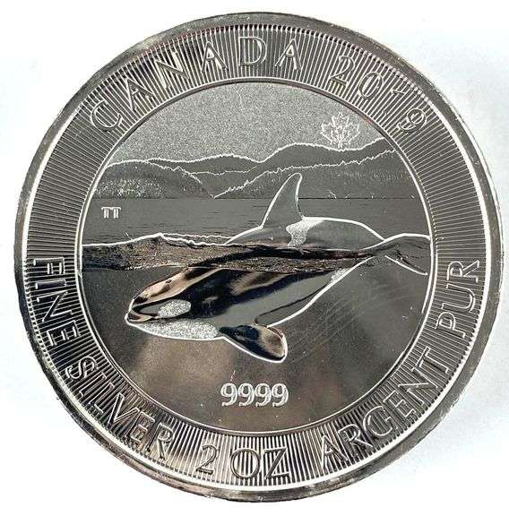 2019 Canada $10 Orca with Maple Leaf Privy 2 oz .999 Silver Coin