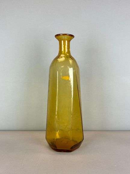 Blenko Amber Textured Paneled Glass Decanter