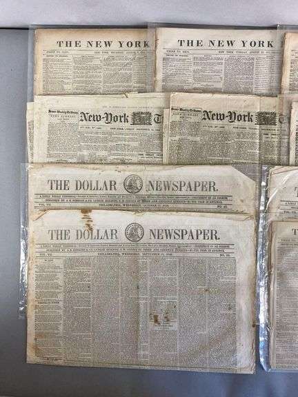 Group of 1840s - 1870s Newspapers