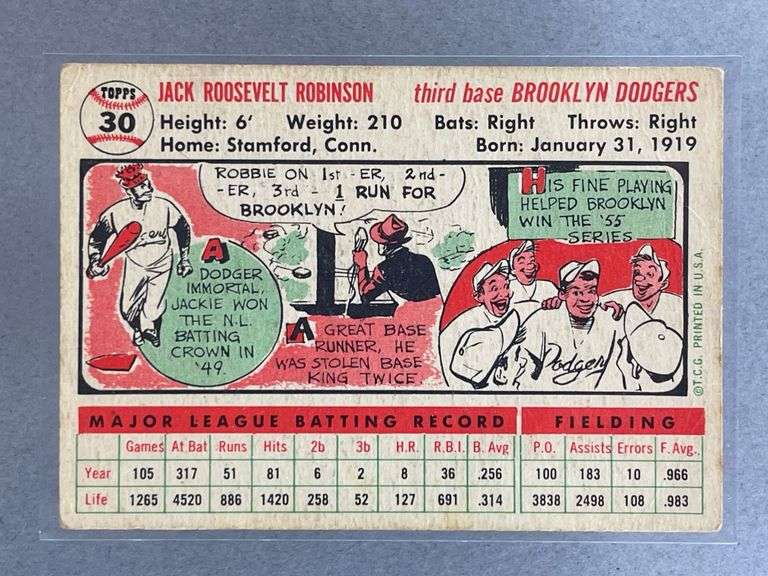1956 Topps Jackie Robinson White Back #30