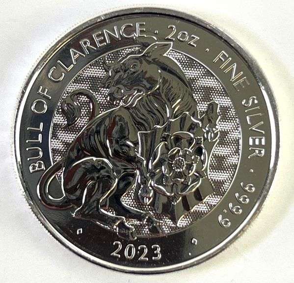 2023 Queen's Beast Bull of Clarence 2 oz Proof Like .999 Fine Silver Round