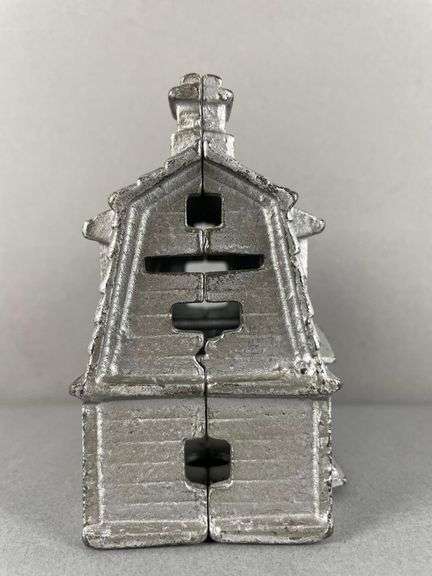Antique Cast Iron Colonial House Bank