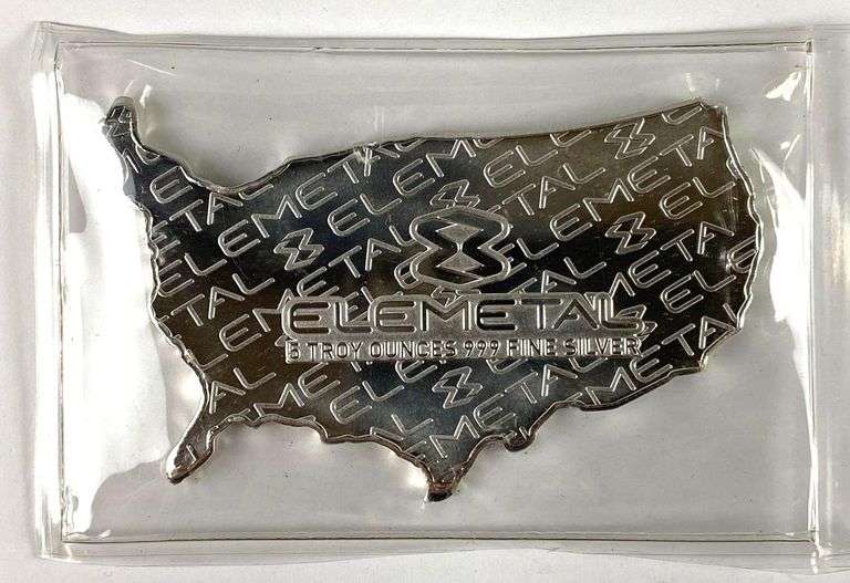 Elemental American Flag Map 5 oz .999 Fine Silver Ingot/ Bar