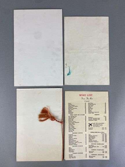 Group of 4 Vintage Menus