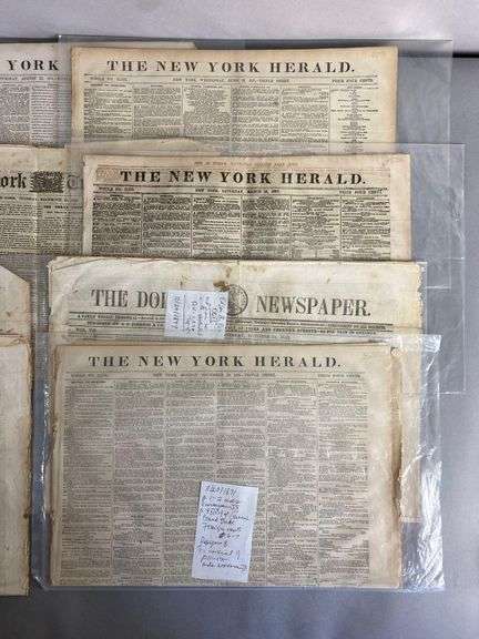 Group of 1840s - 1870s Newspapers