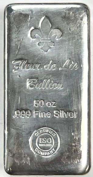 Fleur Di Lis 50 oz .999 Fine Silver Bar