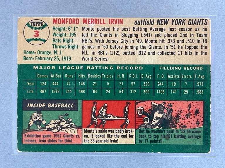 1954 Topps Monte Irvin #3