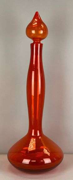 Blenko Style Burnt Orange Glass Decanter