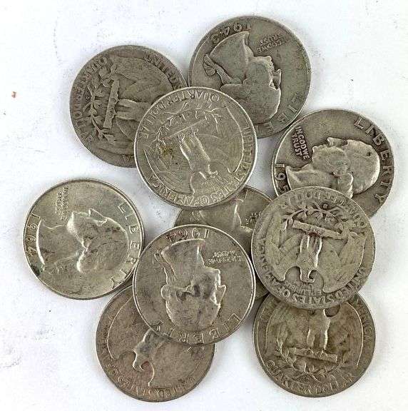 Group of 10 Washington 90% Silver Quarters