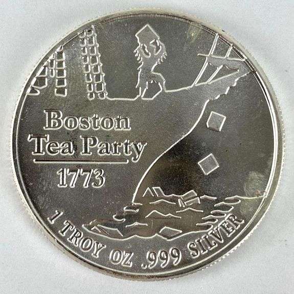 Boston Tea Party Dont Tread On Me 1 oz .999 Fine Silver Round