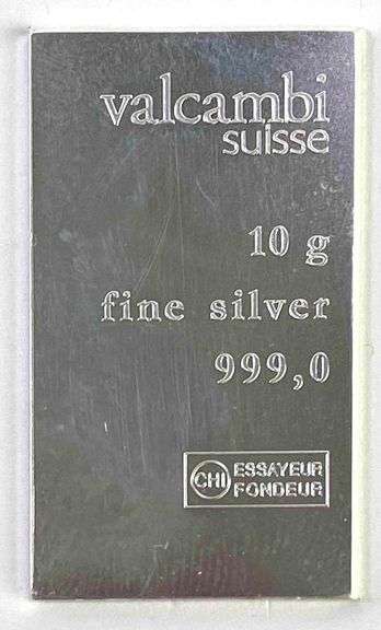 Valcambi Suisse 10 gram .999 Fine Silver Ingot