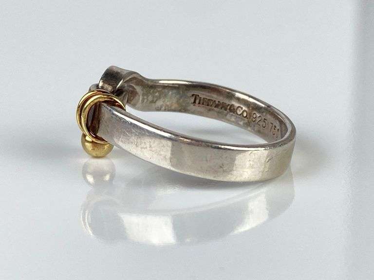 Tiffany and Co. 18K and Sterling Silver Hook and Eye  Ring