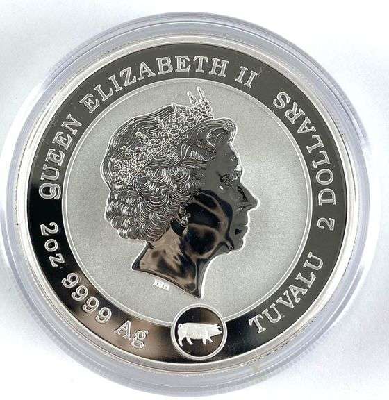 2019 Tuvalu $2 American Bald Eagle with Pig Privy 2 oz .999 Silver Coin