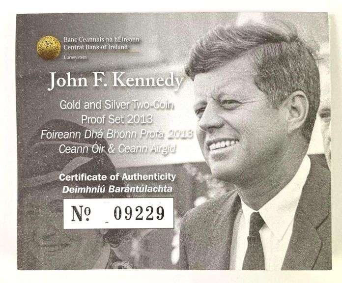 2013 Central Bank of Ireland John F. Kennedy Two-Coin Gold Silver Proof Set
