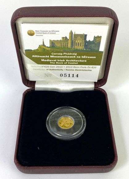 2013 Central Bank of Ireland €20 Rock of Cashel .5g .999 Fine Gold Coin