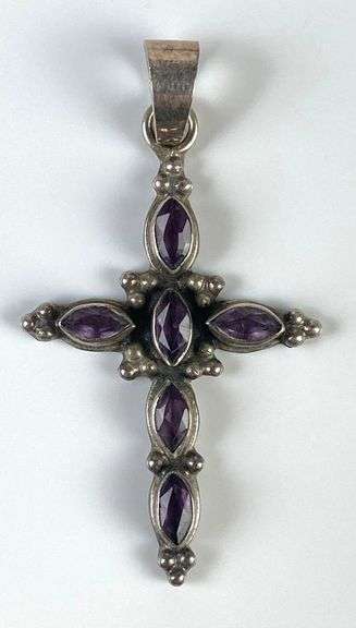 Sterling Silver Amethyst Cross Necklace Pendant
