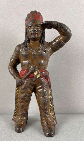 Antique Cast Iron Native American Chief Bank