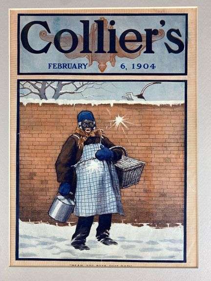 1904 Colliers Roger Black Man Snowballs Advertising Sign