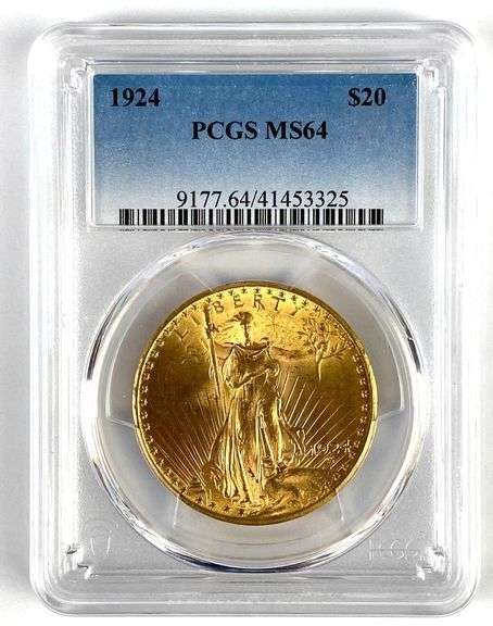 PCGS Graded 1924 US $20 Gold St Gaudens MS64