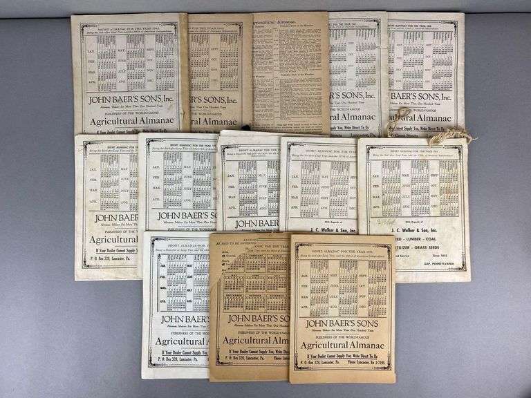 Group of 13 Agricultural Almanacs