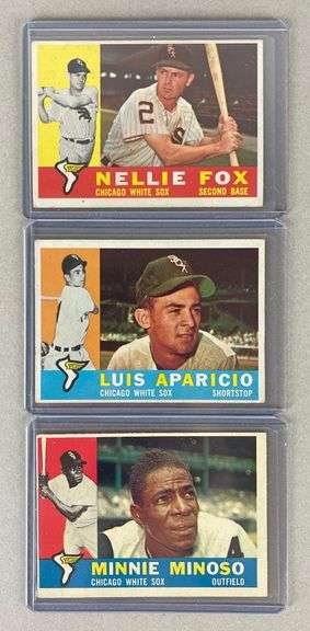 1960 Topps Nellie Fox, Luis Aparicio, and Minnie Minoso Cards
