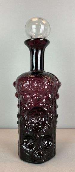 Blenko Amethyst Textured Art Glass Decanter