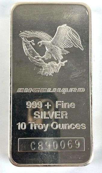 Engelhard Eagle 10 oz .999 Fine Silver Ingot/ Bar