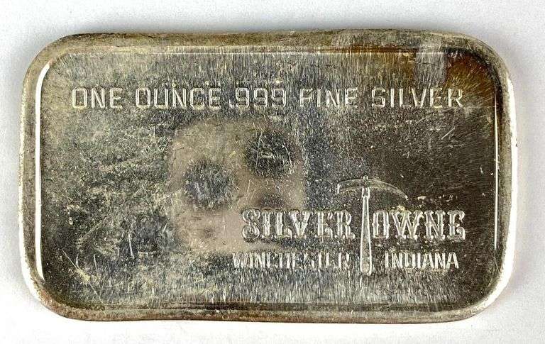 1973 Silvertowne Peace 1 oz .999 Fine Silver Ingot/ Bar