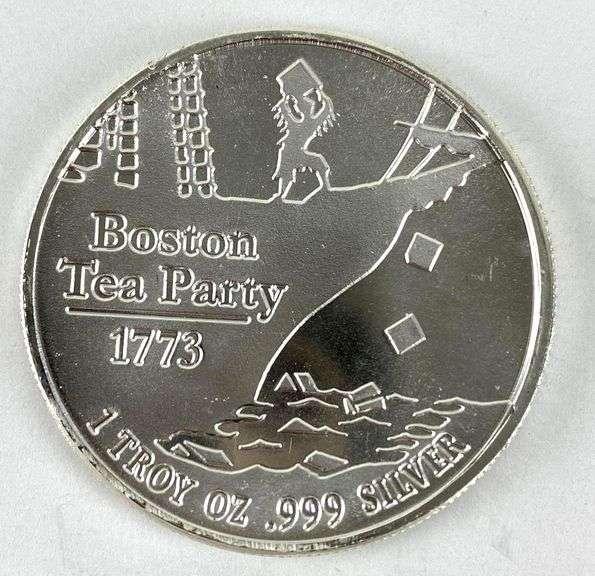 DON'T TREAD ON ME Boston Tea Party 1 oz .999 Fine Silver Round