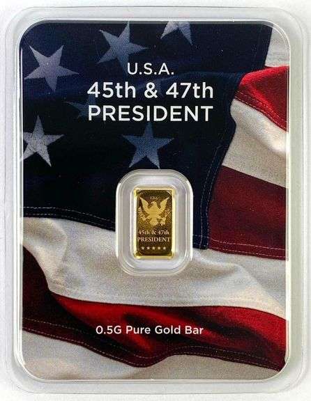 USA 45th amd 47th President 0.5g .999 Fine Gold Ingot/Bar