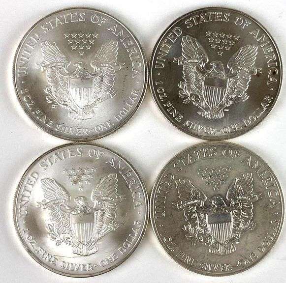 Group of 4 American Silver Eagles