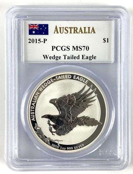 2015 P Australia $1 PCGS Graded MS 70 Wedge Tail Eagle 1 oz .999 Silver Coin