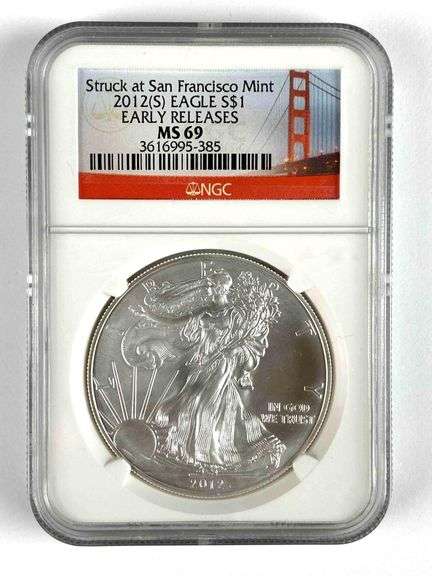 NGC Graded 2012-S US $1 Silver Eagle 1oz Fine Silver Dollar MS69