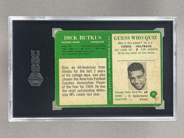 1966 Philadelphia Dick Butkus #31 SGC 3.5 Rookie