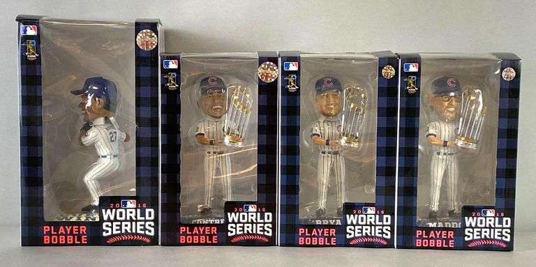 Group of 4 2016 Chicago Cubs World Series Bobbleheads