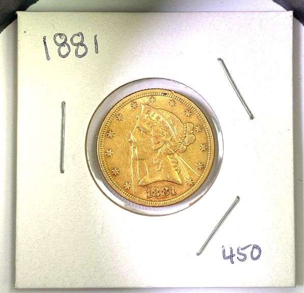 1881 $5 US Liberty Head Gold Coin