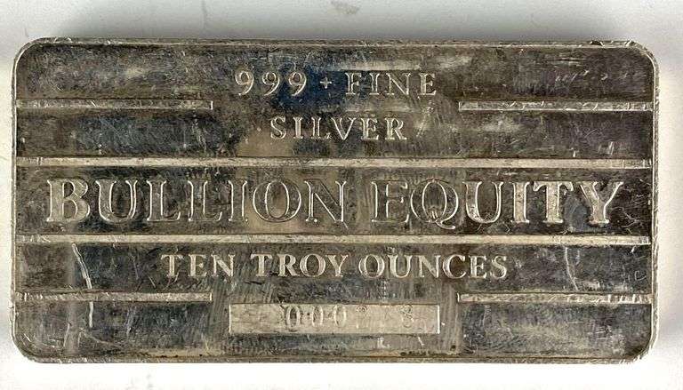 Bullion Equity 10 oz .999 Fine Silver Ingot/ Bar