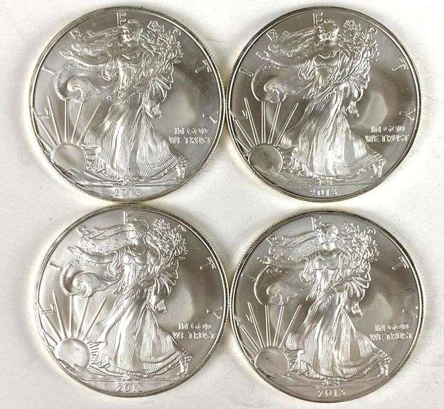 Group of 4 2013 American Silver Eagles