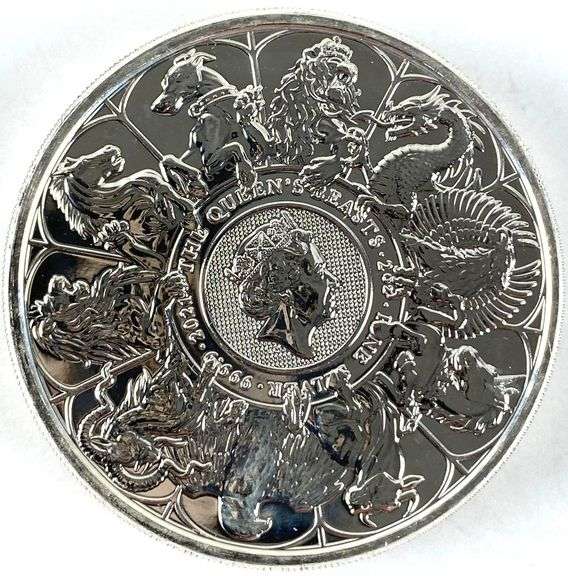 2021 Great Britain 5 Pound The Queens Beasts 2 oz .999 Fine Silver Coin