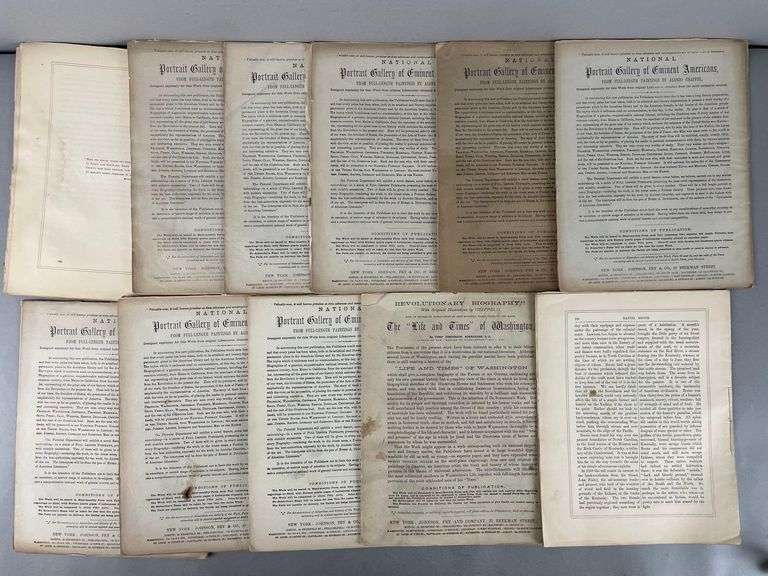 Set of 11 1864 National Portrait Gallery of Eminent Americans Issues